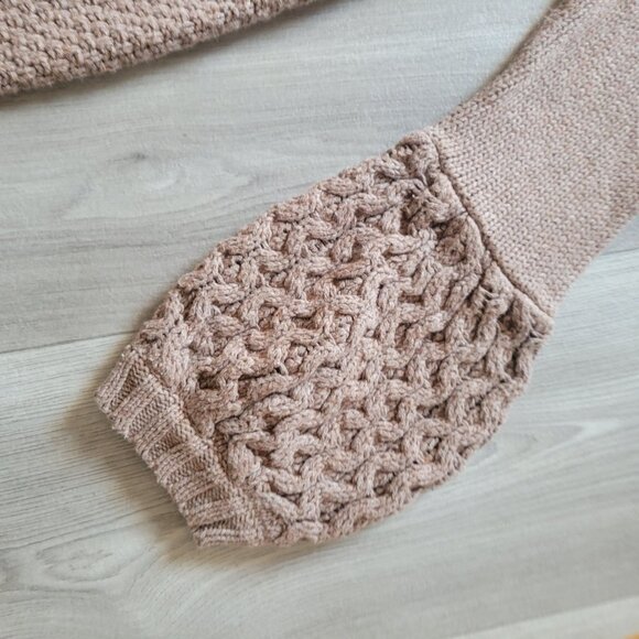 Old Navy Womens Shawl Collar Cable Knit Cardigan Sweater Medium Brown Lambswool - Picture 5 of 8